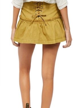 Women’s Free People Size 2 Positano Olive Green Mini Skirt